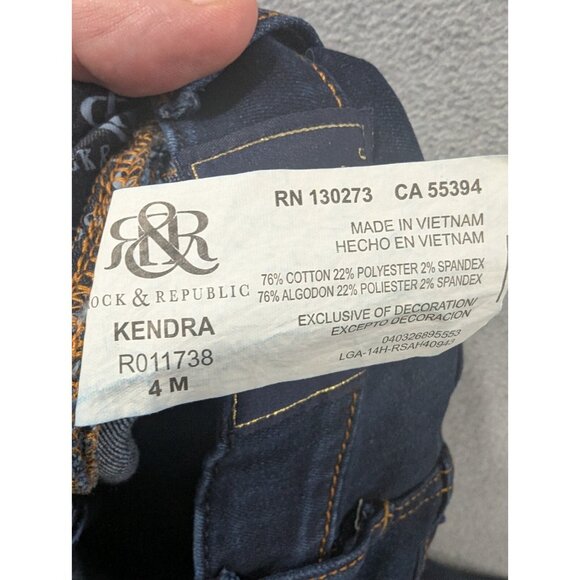 Rock Republic Jeans Womens Size 4 Blue Kendra Curvy Bootcut Whiskers Dark Wash - Picture 16 of 16